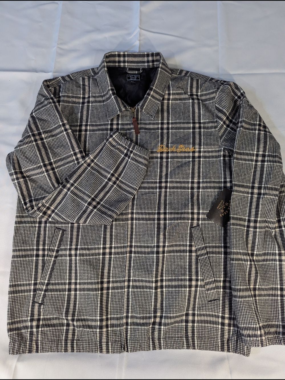 Dark Seas Shirt Jacket Mens Black White Plaid Full Zip NWT Size L
